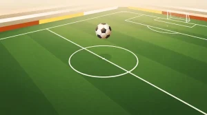 Fußball auf einem Spielfeld mit weißen Linien und grünem Rasen
